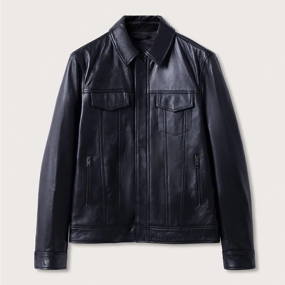 Mango Genuine Leather Jacket New - Picture 6 of 10